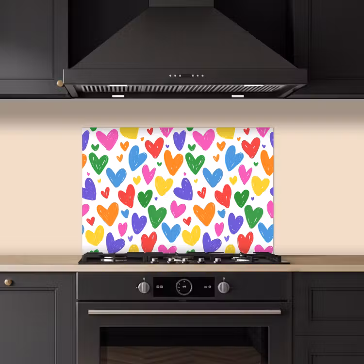 Spatscherm keuken - Hartjes - Patroon - Kleurrijk — 5