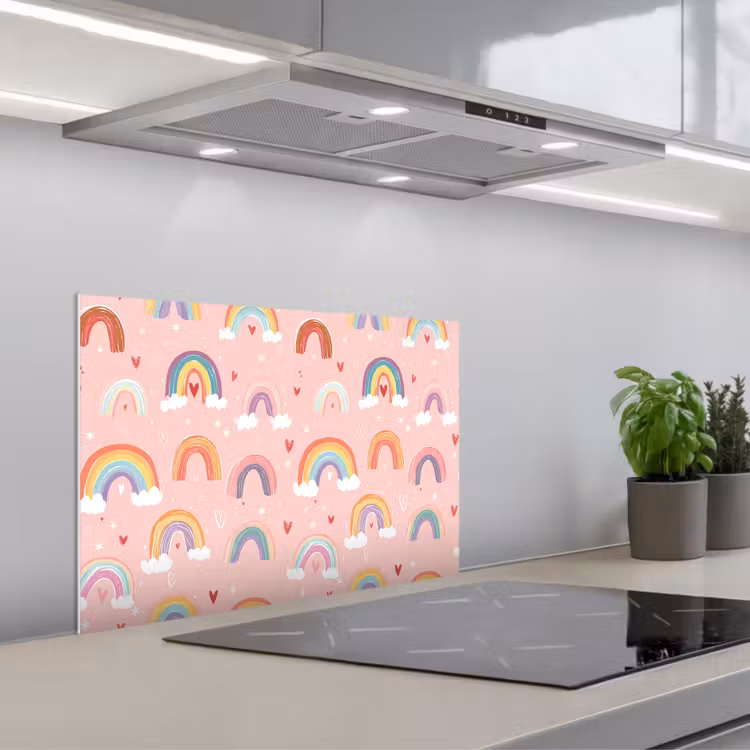 Spatscherm keuken - Regenboog - Patroon - Pastel — 1