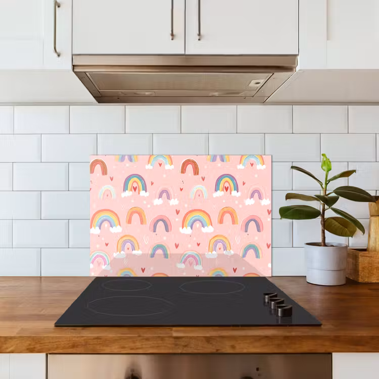 Spatscherm keuken - Regenboog - Patroon - Pastel — 3