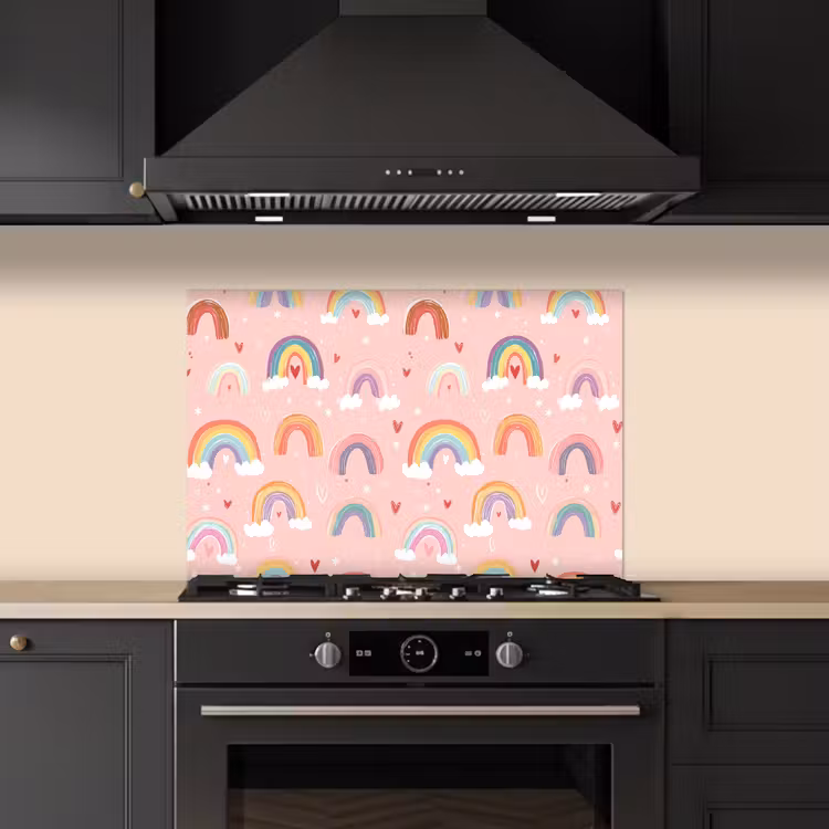 Spatscherm keuken - Regenboog - Patroon - Pastel — 5