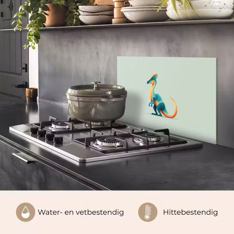 Spatscherm keuken - Staart - Dino - Minimalistisch - Blauw — 2