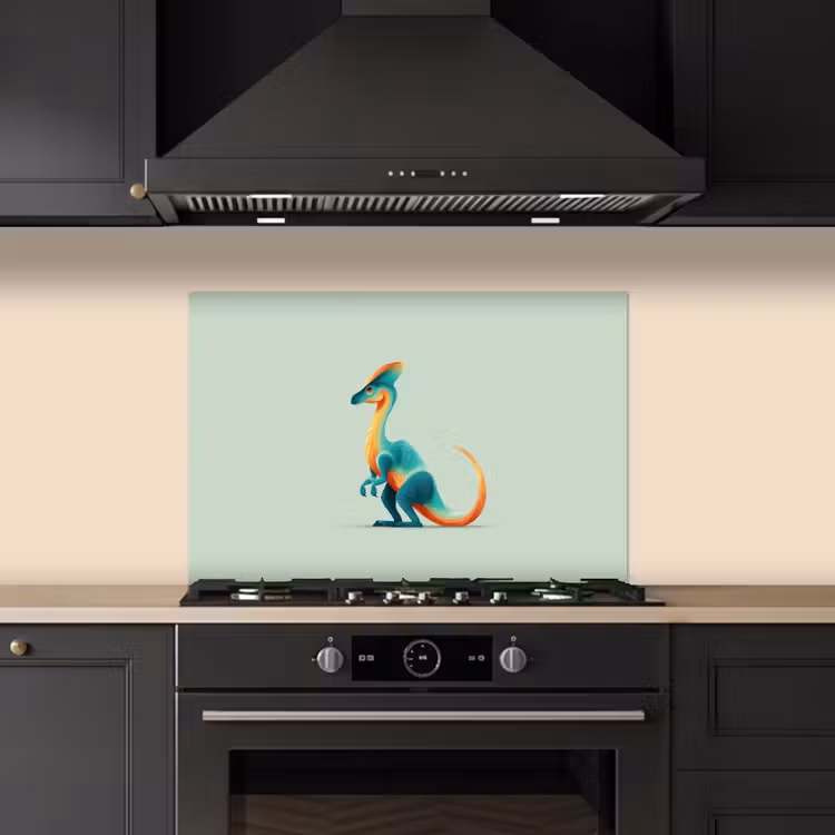 Spatscherm keuken - Staart - Dino - Minimalistisch - Blauw — 5