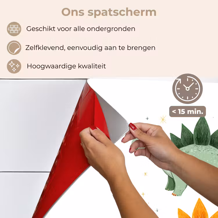 Spatscherm keuken - Sterren - Stegosaurussen - Blaadjes - Groen — 4