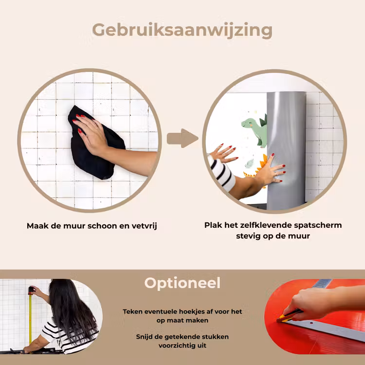 Spatscherm keuken - Sterren - Stegosaurussen - Blaadjes - Groen — 6