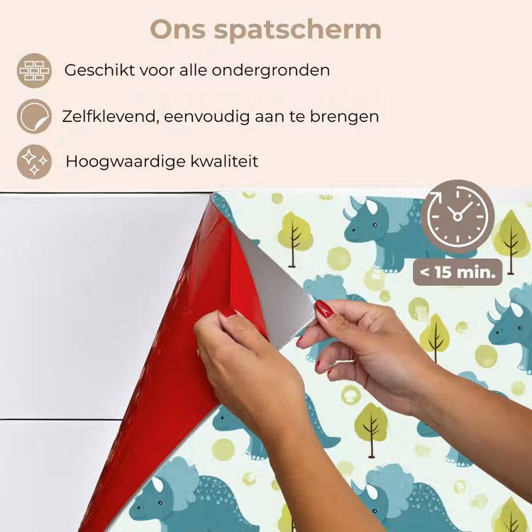 Spatscherm keuken - Triceratop - Blauw - Stippen - Boompjes — 4