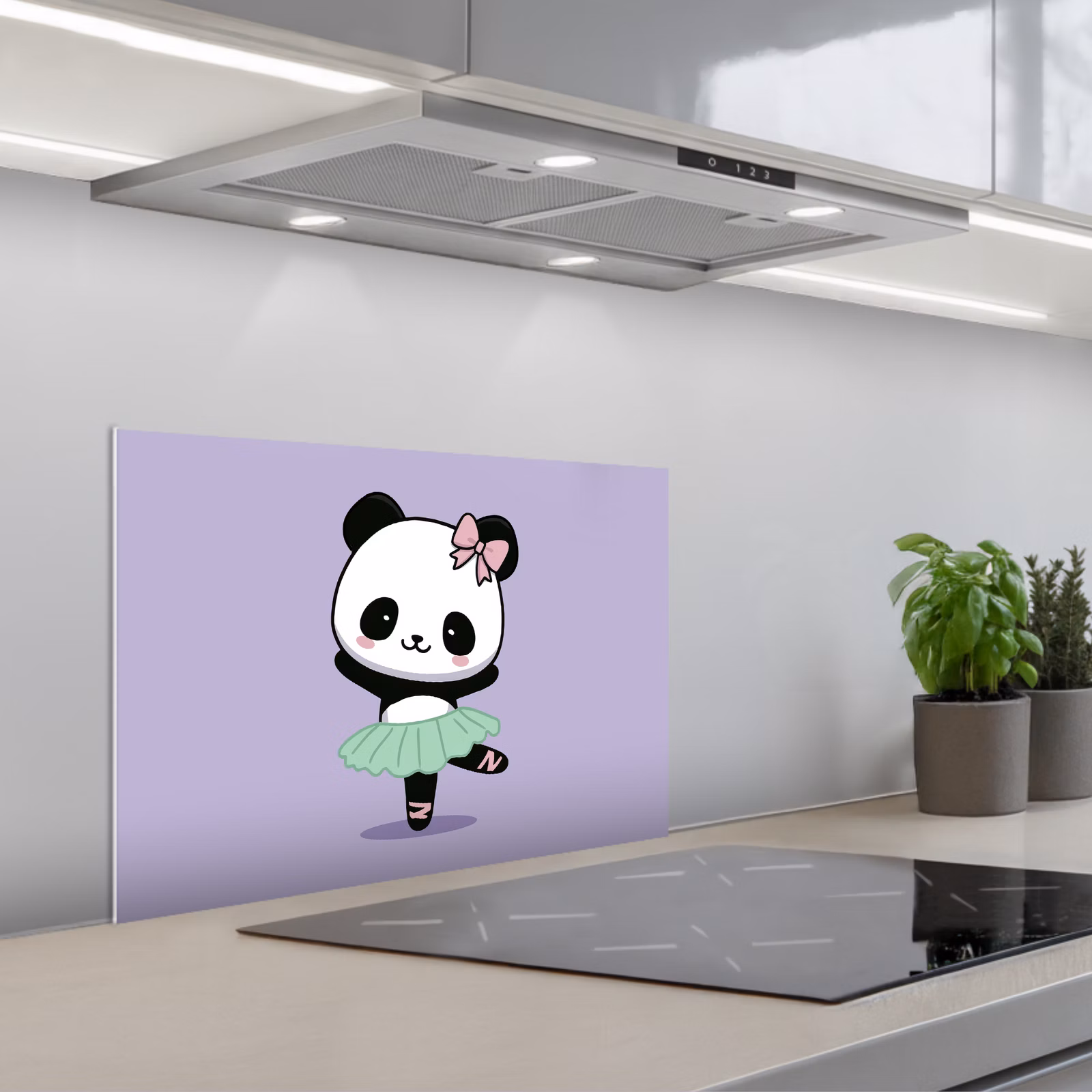 Spatscherm keuken - Panda - Paars - Sierlijk - Kawaii — 1