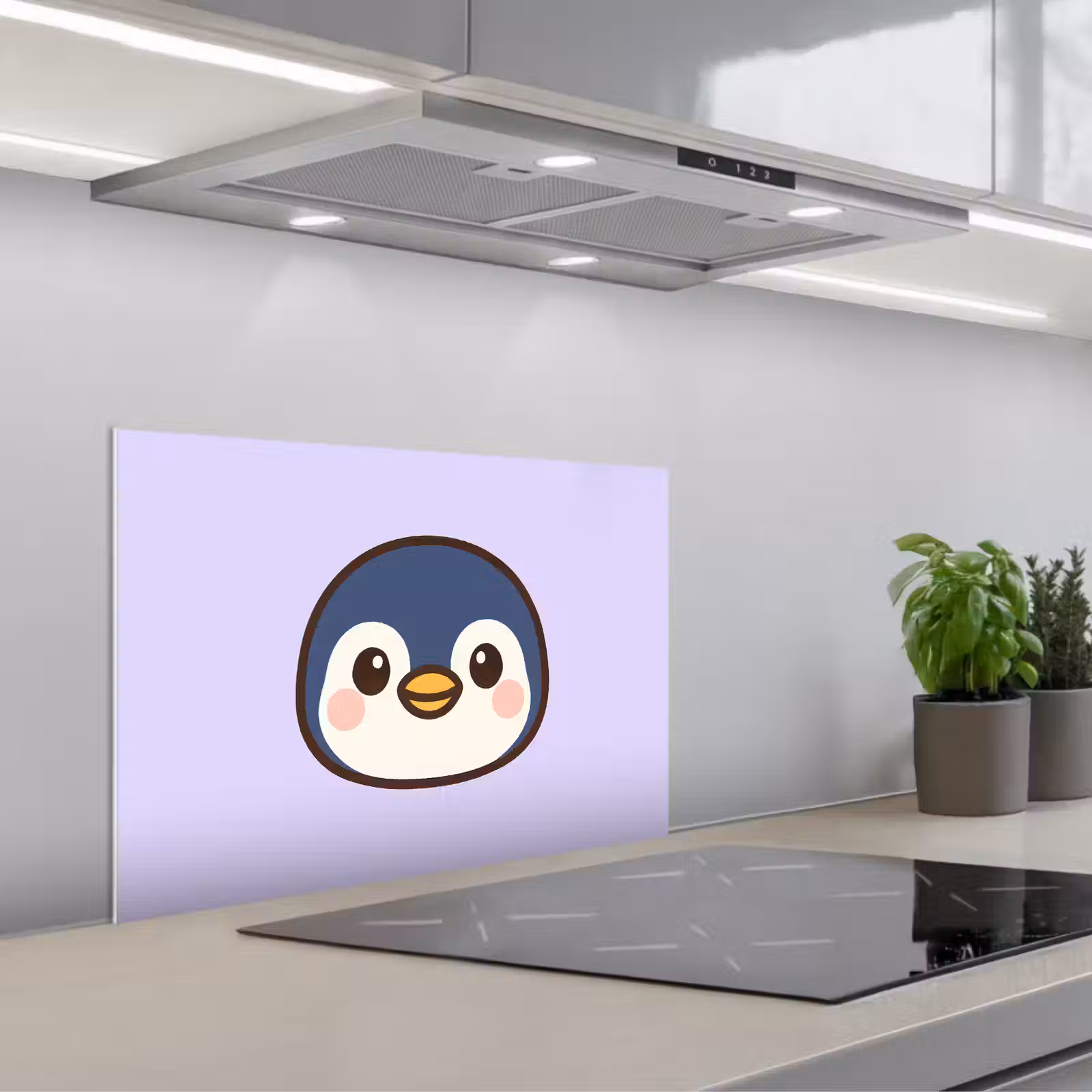 Spatscherm keuken - Pinguïn - Paars - Schattig — 1