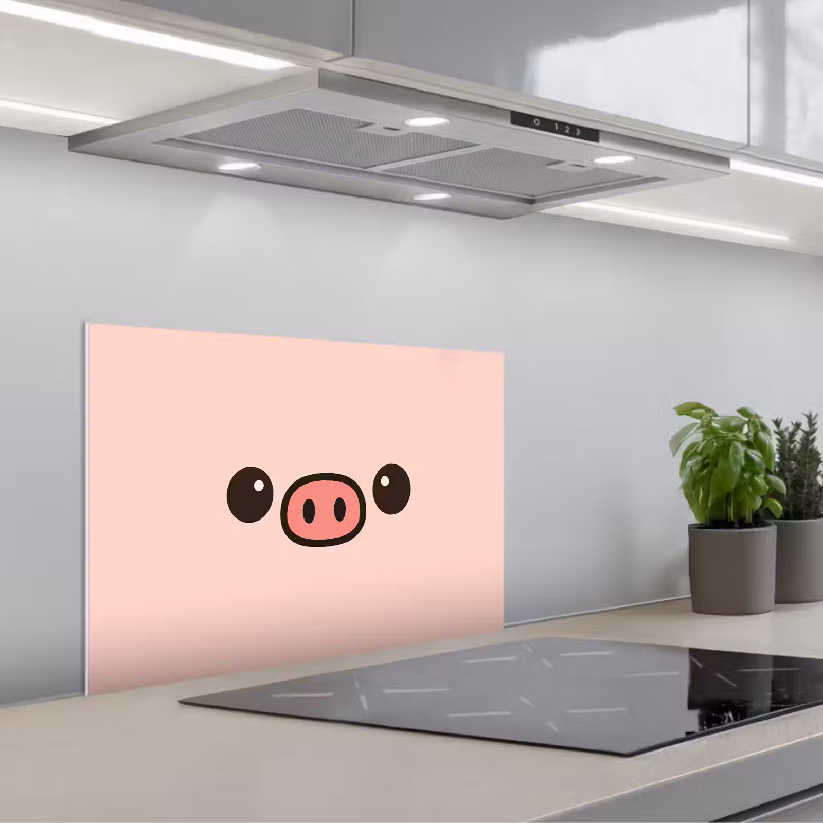 Spatscherm keuken - Varken - Roze - Minimalistisch — 1