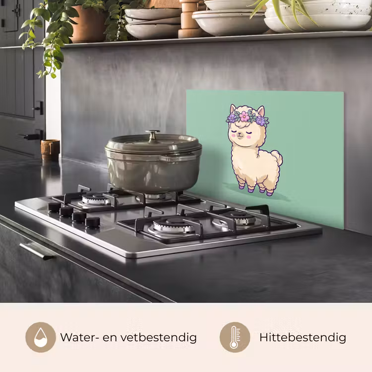 Spatscherm keuken - Alpaca - Groen - Bloemendiadeem — 2