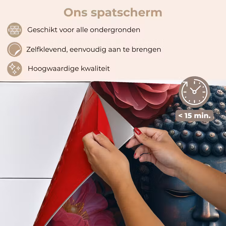 Spatscherm keuken - Boeddha - Bloemen - Buddha - Beeld - Kunst — 4