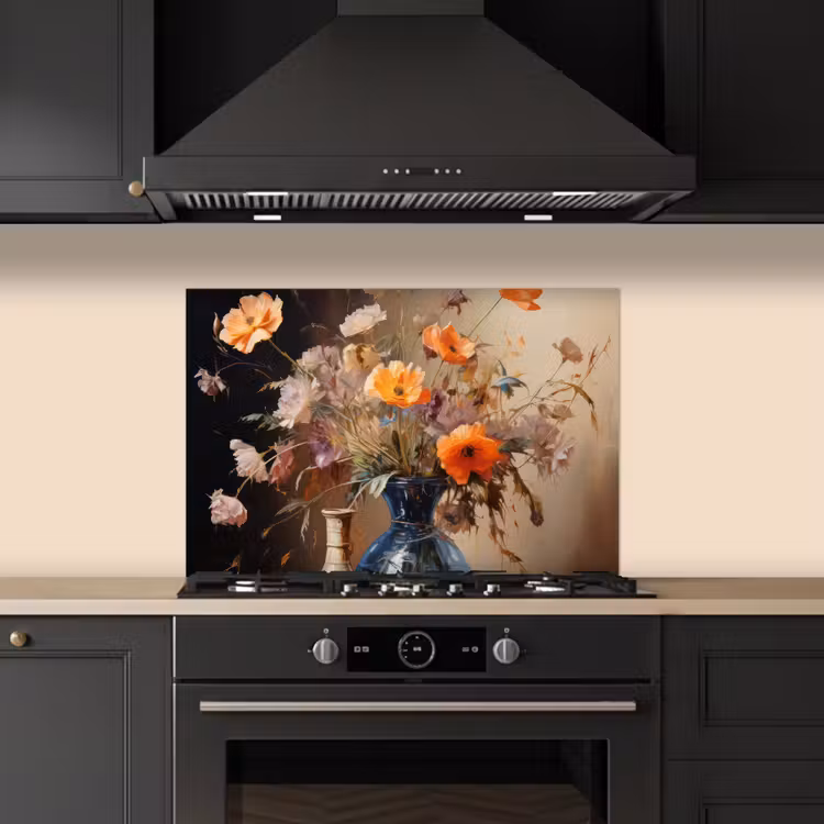 Spatscherm keuken - Boeket - Bloemen - Olieverf - Stilleven - Pastel — 5