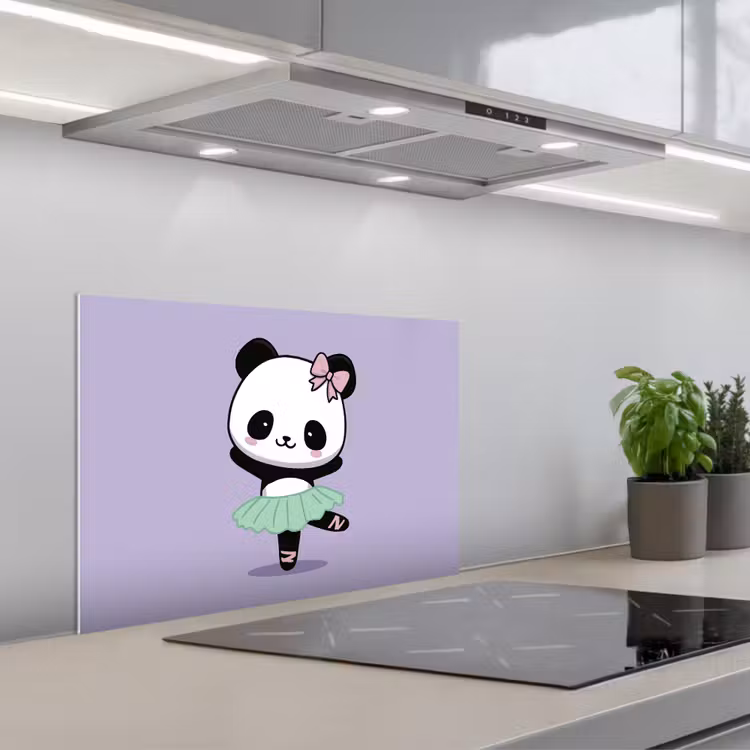 Spatscherm keuken - Panda - Paars - Sierlijk - Kawaii — 1