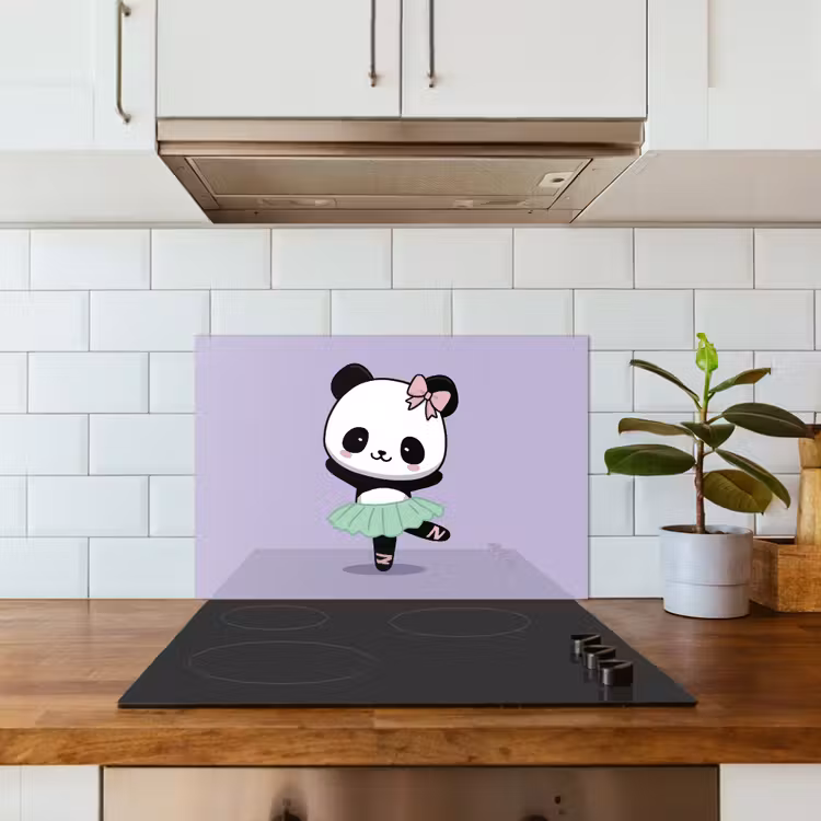 Spatscherm keuken - Panda - Paars - Sierlijk - Kawaii — 3