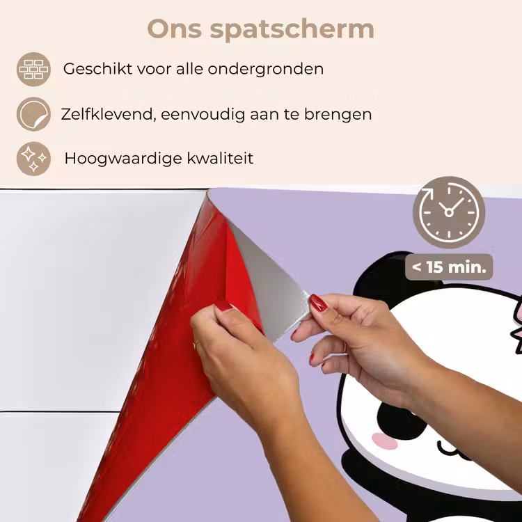Spatscherm keuken - Panda - Paars - Sierlijk - Kawaii — 4