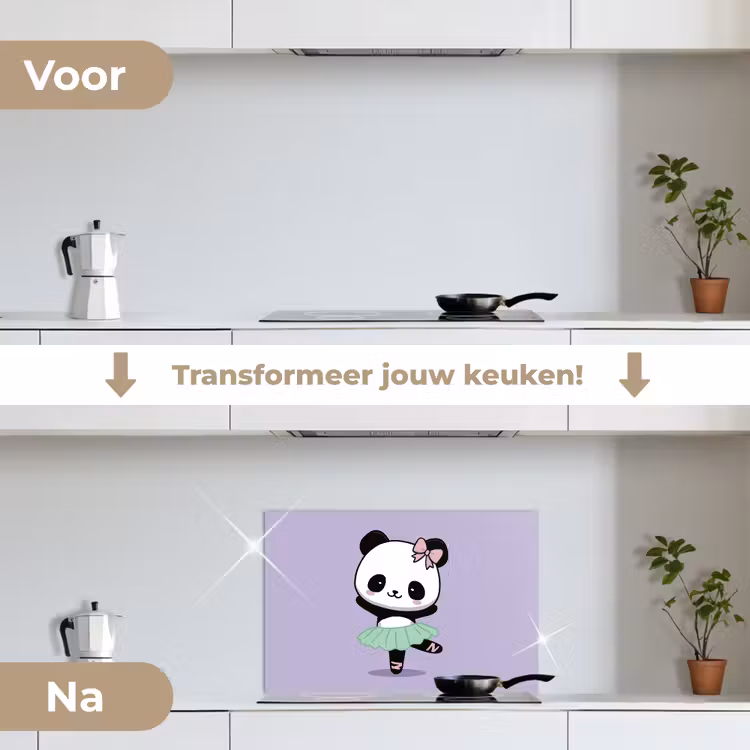 Spatscherm keuken - Panda - Paars - Sierlijk - Kawaii — 7