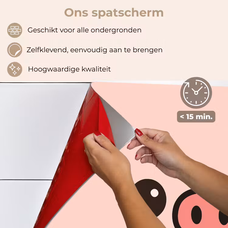 Spatscherm keuken - Varken - Roze - Minimalistisch — 4