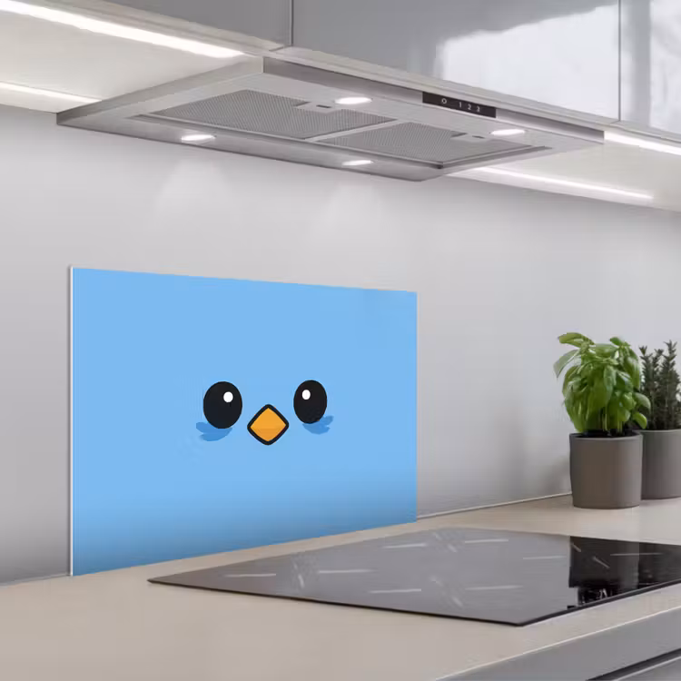 Spatscherm keuken - Vogel - Blauw - Eenvoudig — 1