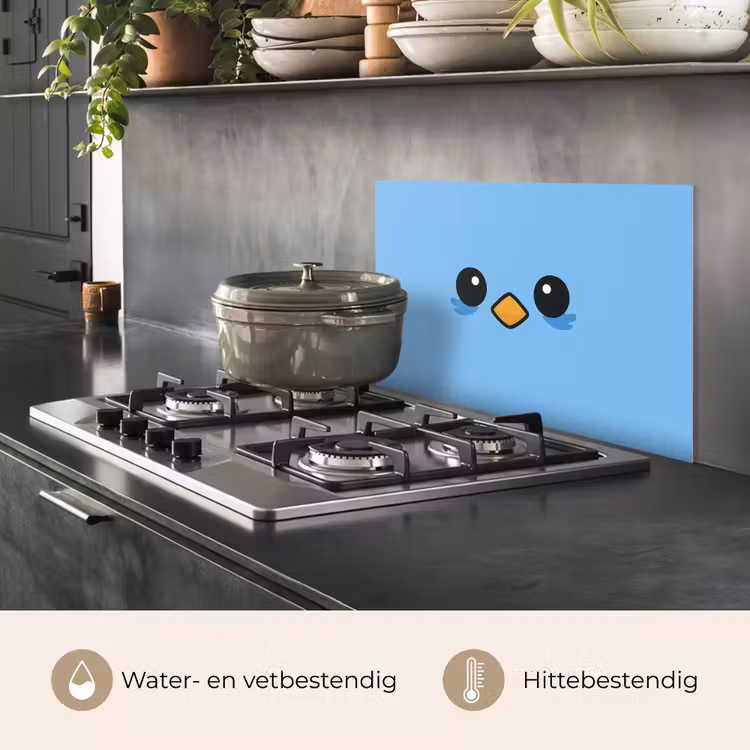 Spatscherm keuken - Vogel - Blauw - Eenvoudig — 2