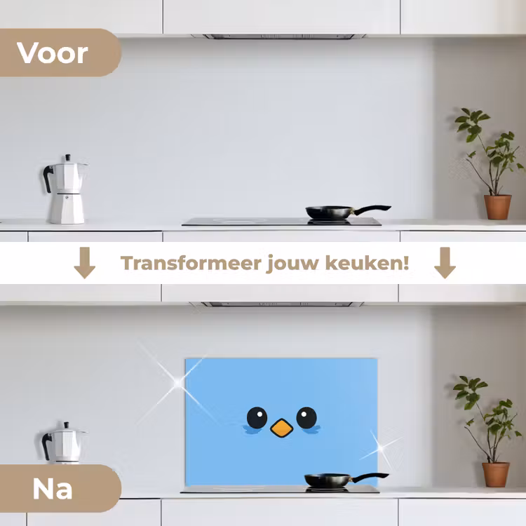 Spatscherm keuken - Vogel - Blauw - Eenvoudig — 7