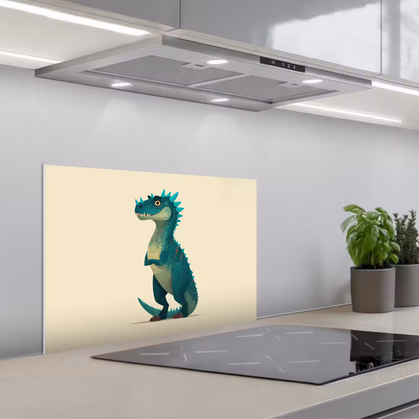 Spatscherm keuken - Dinosaurus - Turquoise - Stekels — 1