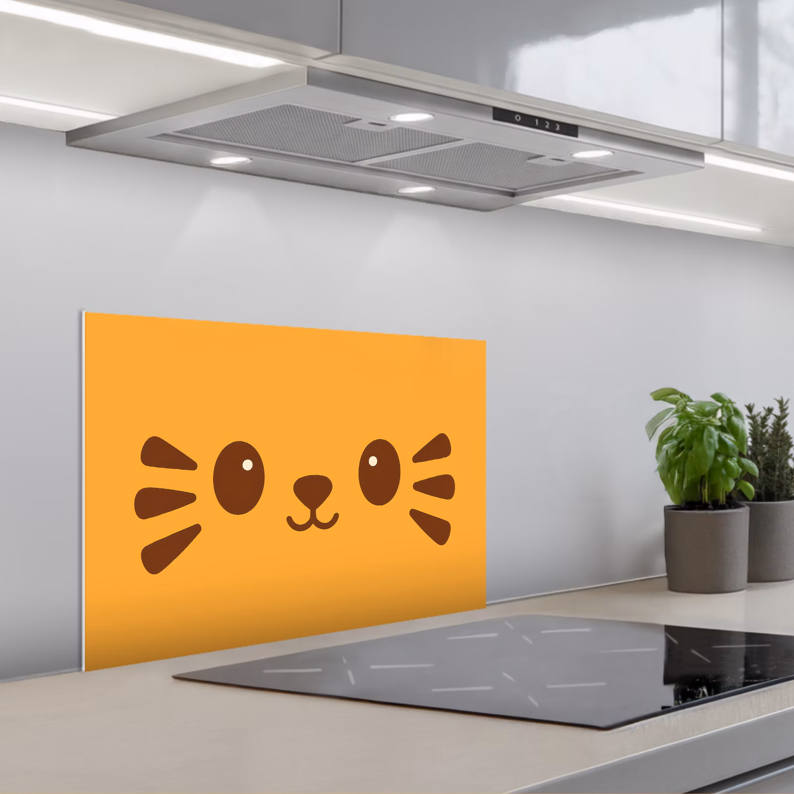 Spatscherm keuken - Kat - Simplistisch - Oranje - Vrolijk — 1