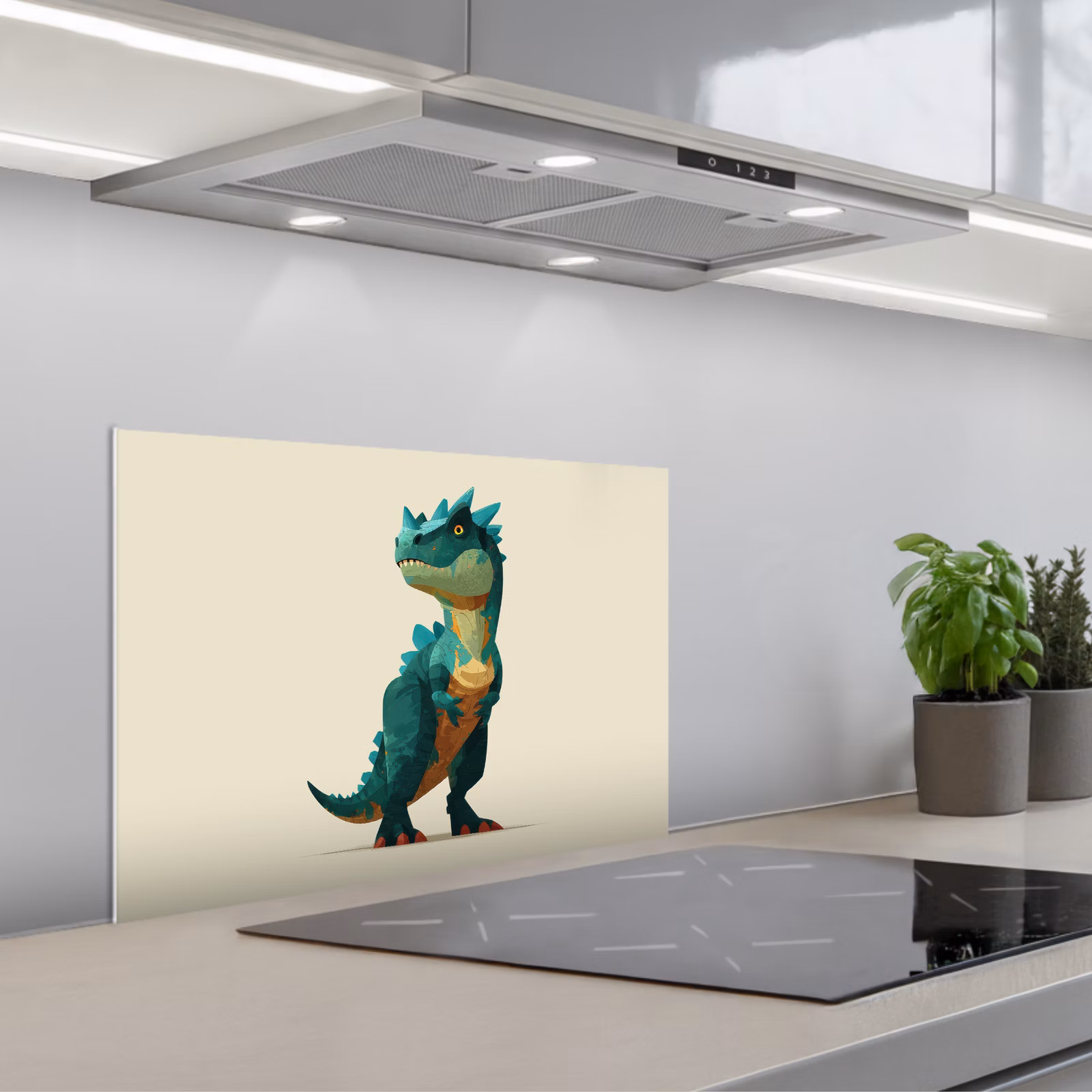 Spatscherm keuken - Stekels - Dino - Blauw - Gespierd — 1
