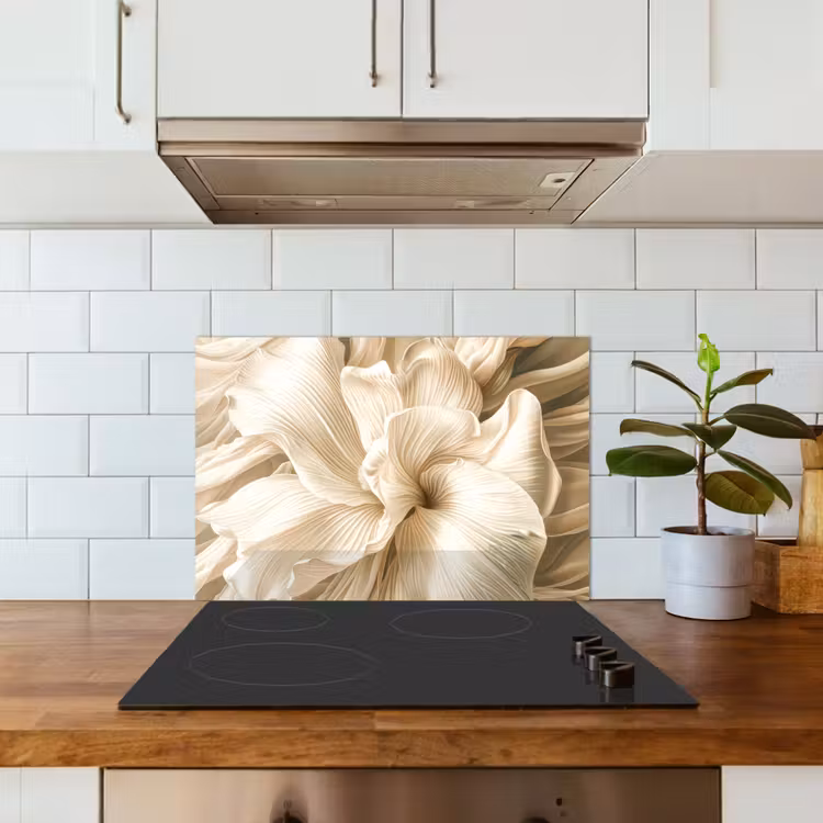 Spatscherm keuken - Beige - Bloem - Patroon — 3