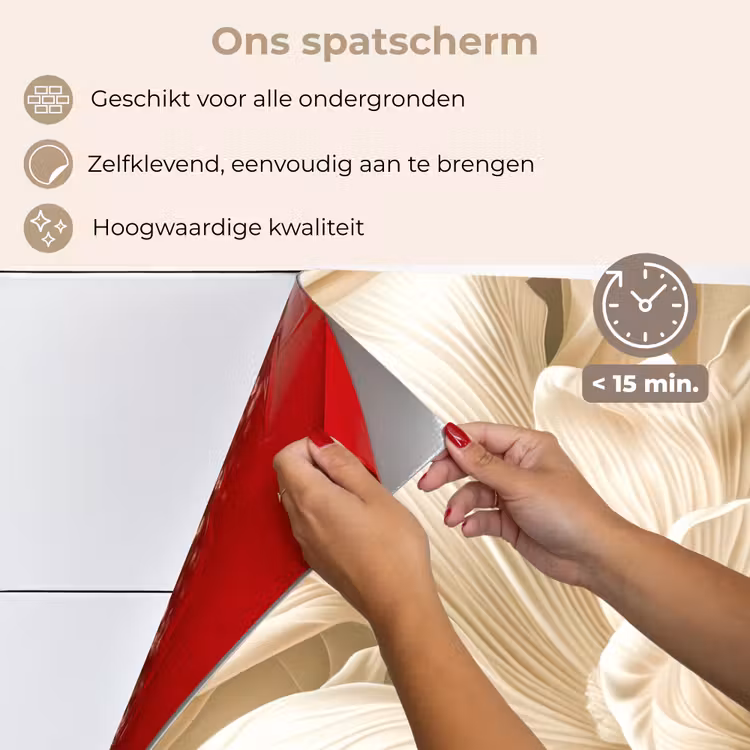 Spatscherm keuken - Beige - Bloem - Patroon — 4