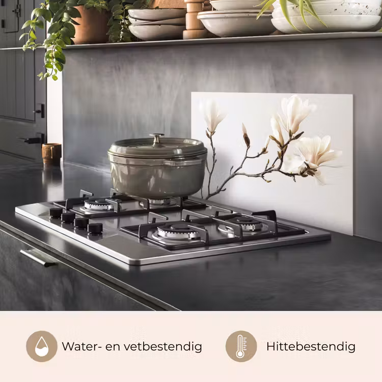 Spatscherm keuken - Bloemen - Wit - Natuur - Magnolia — 2