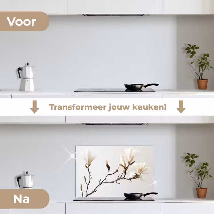 Spatscherm keuken - Bloemen - Wit - Natuur - Magnolia — 7