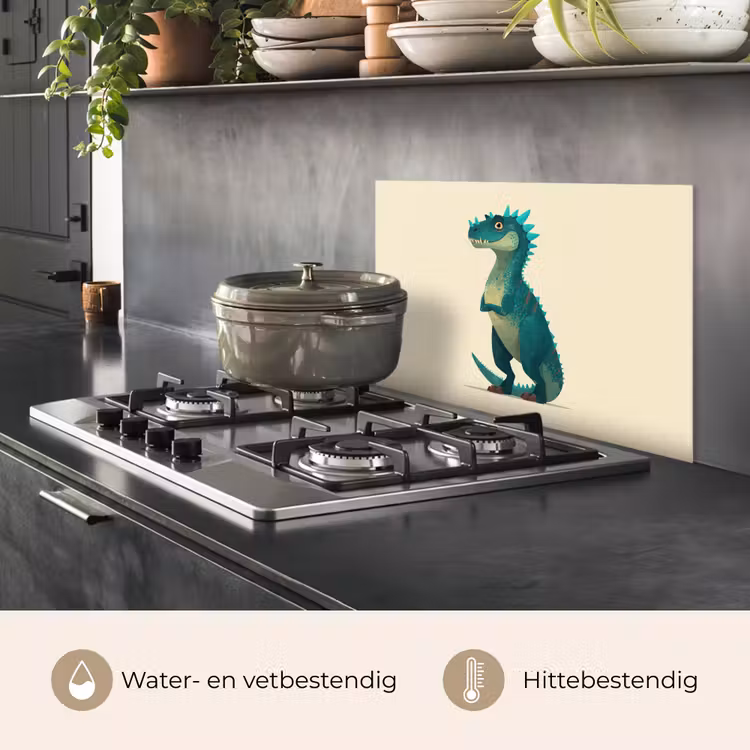 Spatscherm keuken - Dinosaurus - Turquoise - Stekels — 2