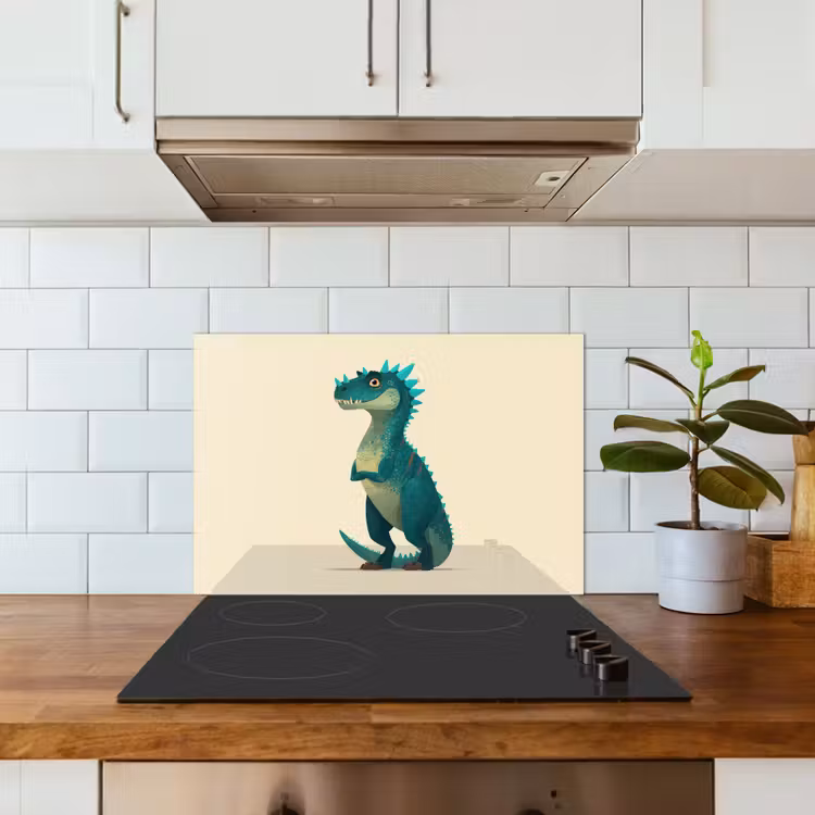 Spatscherm keuken - Dinosaurus - Turquoise - Stekels — 3