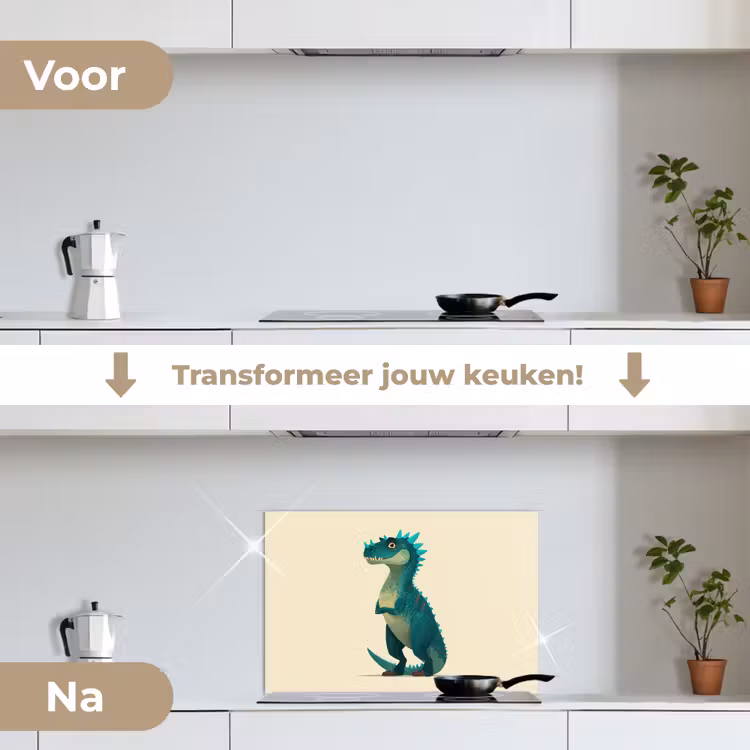 Spatscherm keuken - Dinosaurus - Turquoise - Stekels — 7