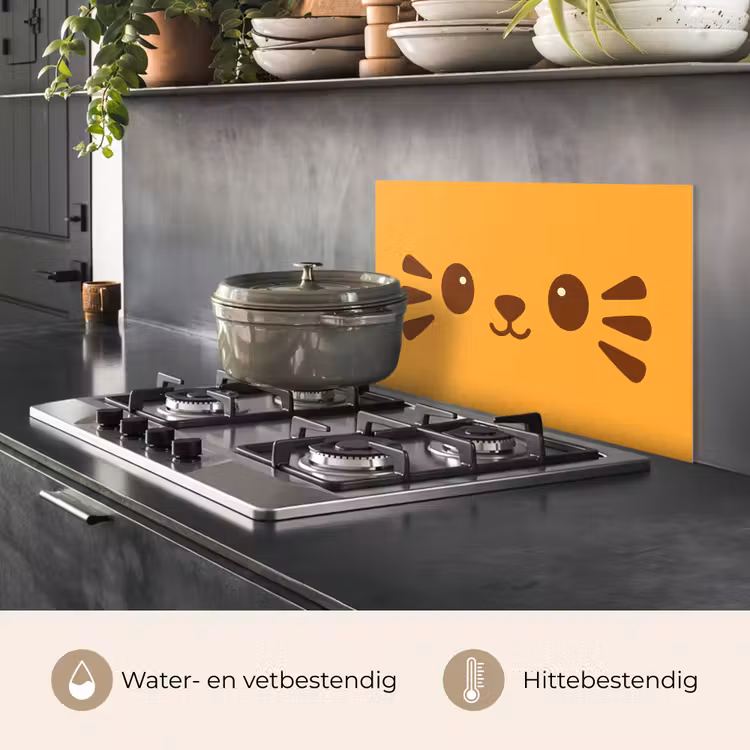 Spatscherm keuken - Kat - Simplistisch - Oranje - Vrolijk — 2
