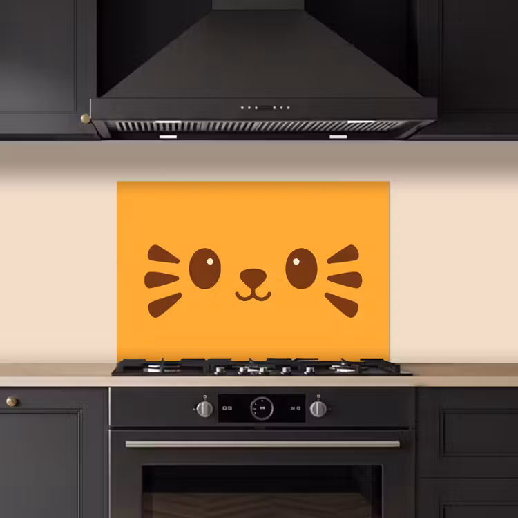 Spatscherm keuken - Kat - Simplistisch - Oranje - Vrolijk — 5