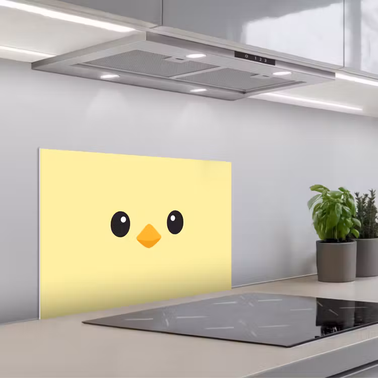 Spatscherm keuken - Kuiken - Vrolijk - Geel - Minimalistisch — 1