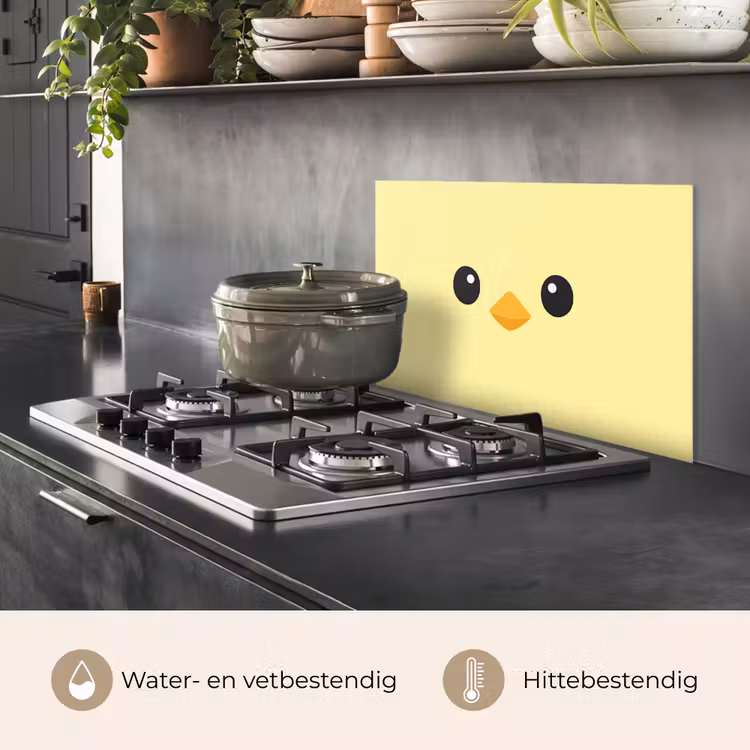 Spatscherm keuken - Kuiken - Vrolijk - Geel - Minimalistisch — 2