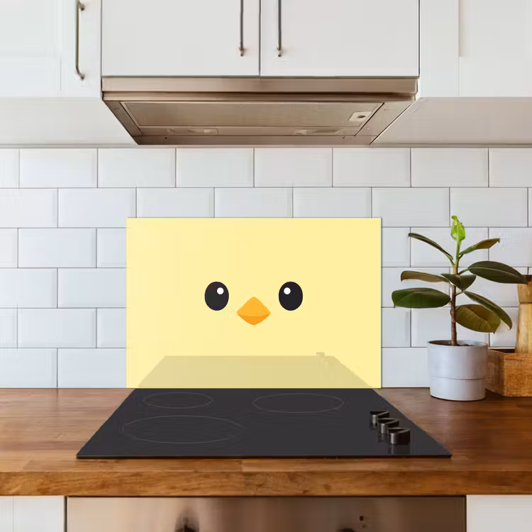 Spatscherm keuken - Kuiken - Vrolijk - Geel - Minimalistisch — 3