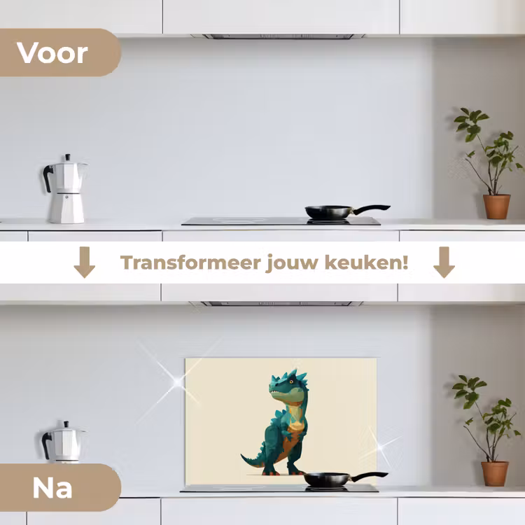 Spatscherm keuken - Stekels - Dino - Blauw - Gespierd — 7