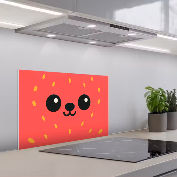 Spatscherm keuken - Kat - Aardbei - Cartoon — 1