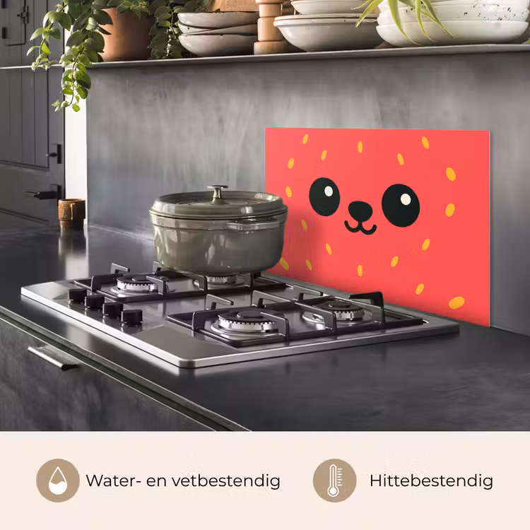 Spatscherm keuken - Kat - Aardbei - Cartoon — 2