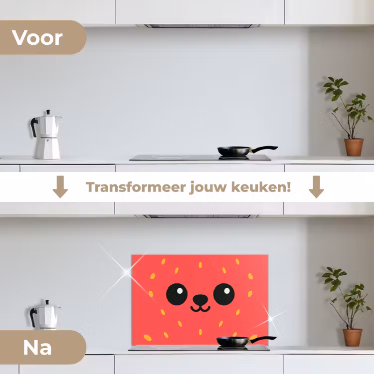 Spatscherm keuken - Kat - Aardbei - Cartoon — 7