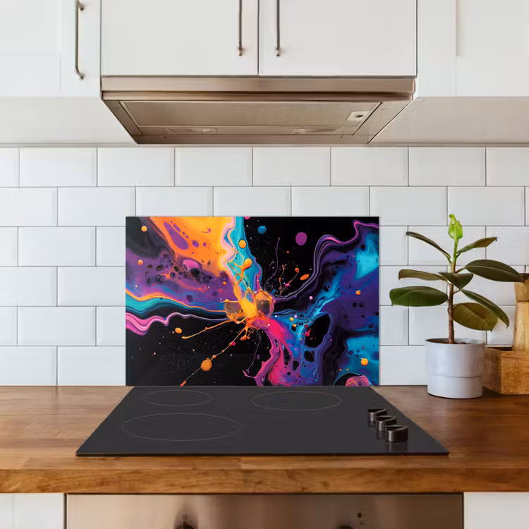 Spatscherm keuken - Kleurrijk - Verf - Zwart — 3