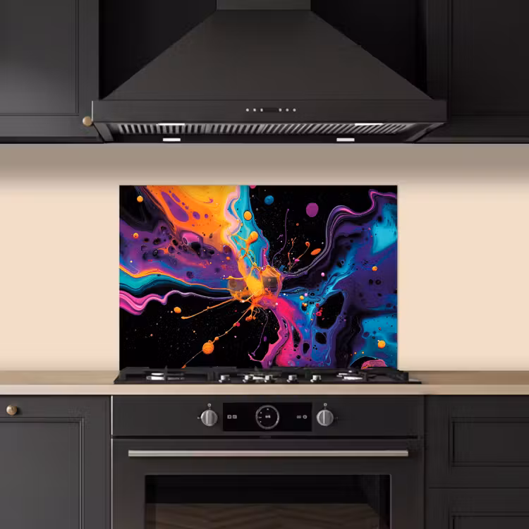 Spatscherm keuken - Kleurrijk - Verf - Zwart — 5