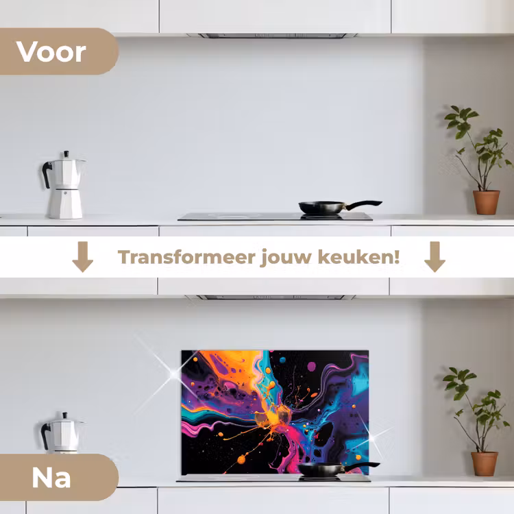 Spatscherm keuken - Kleurrijk - Verf - Zwart — 7