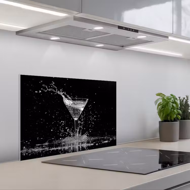 Spatscherm keuken - Martini - Spetters - Zwart - Glas — 1