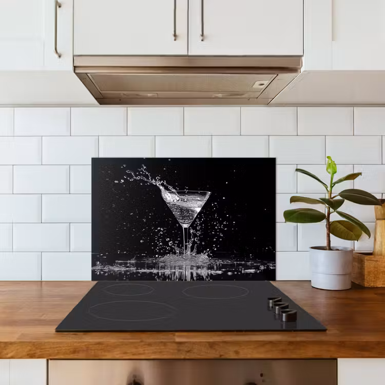 Spatscherm keuken - Martini - Spetters - Zwart - Glas — 3