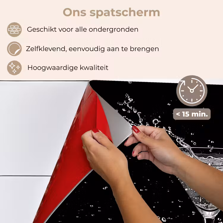 Spatscherm keuken - Martini - Spetters - Zwart - Glas — 4
