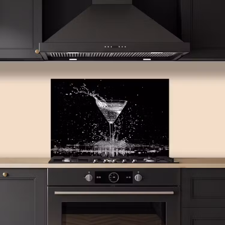 Spatscherm keuken - Martini - Spetters - Zwart - Glas — 5