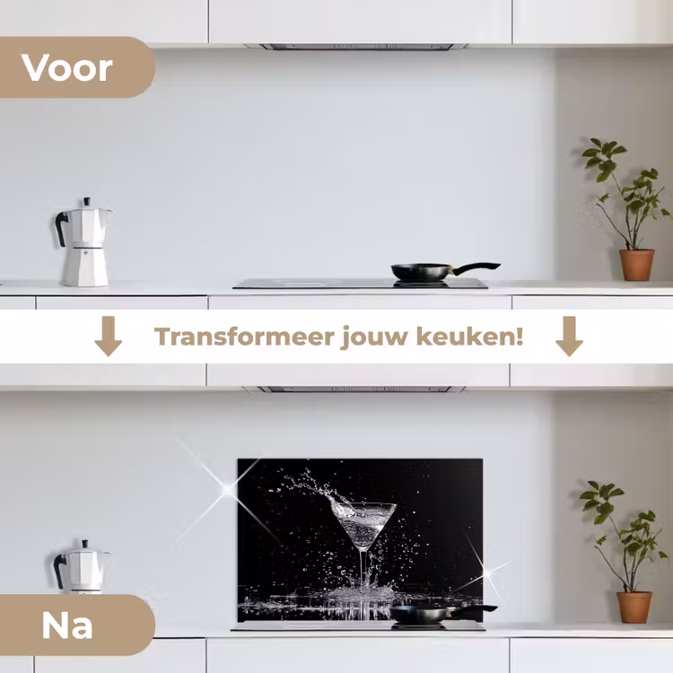 Spatscherm keuken - Martini - Spetters - Zwart - Glas — 7